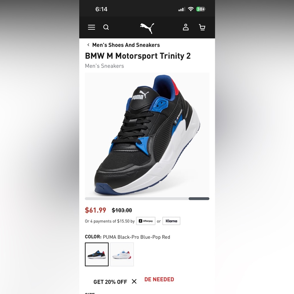 PUMA BMW Motorsport Sneakers - Black, Blue, Red size 7.5 EUC like new